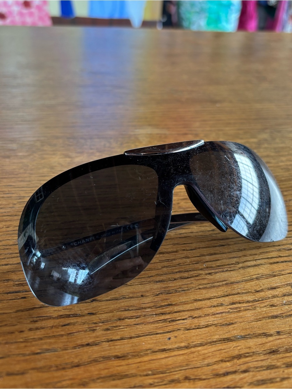 CHANEL Black Shield Sunglasses - Black